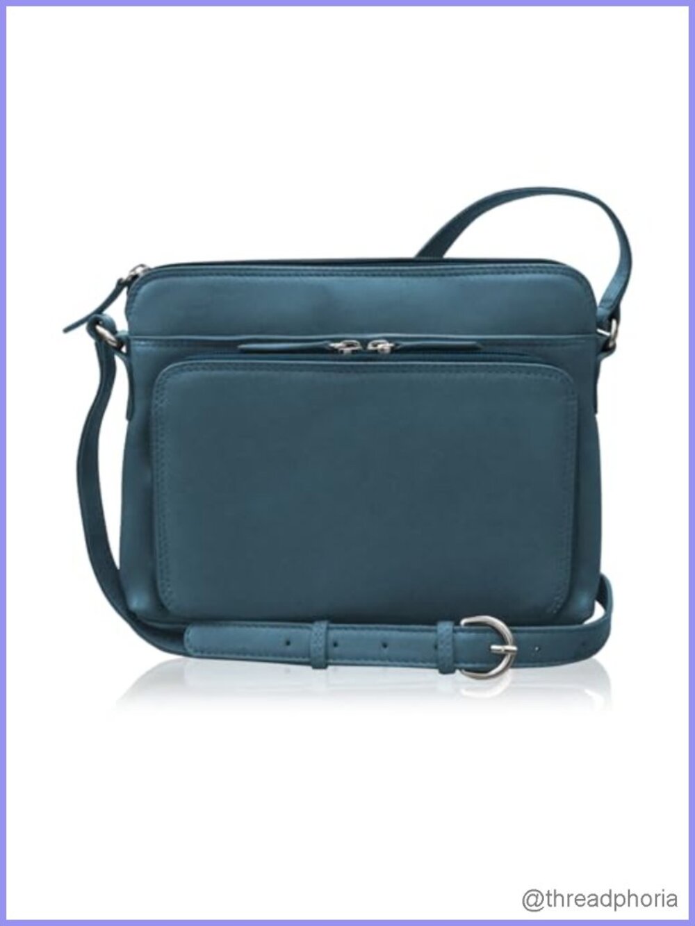 Genuine Leather RFID Crossbody Bag Organizer Adjustable Strap